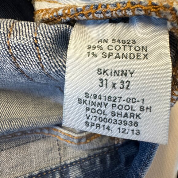 Gap 1969 Jeans Mens 31x32 Skinny Pool Shark Wash Distressed - Picture 15 of 15